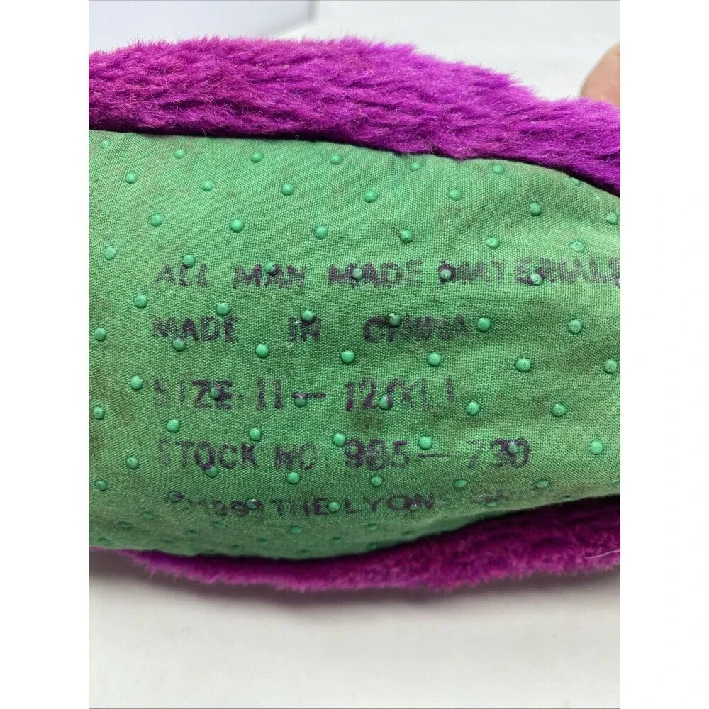 Vintage 1993 Barney Kids/Toddler Slippers- XL 11-12 The Lyons Group